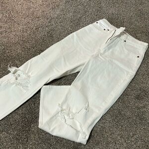 Abercrombie & Fitch, wide legged, ripped white jeans